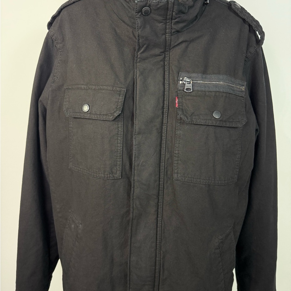 NWT Levi's Men's Two-Pocket Trucker Jacket Sherpa Lined Black Size LT - Picture 4 of 16